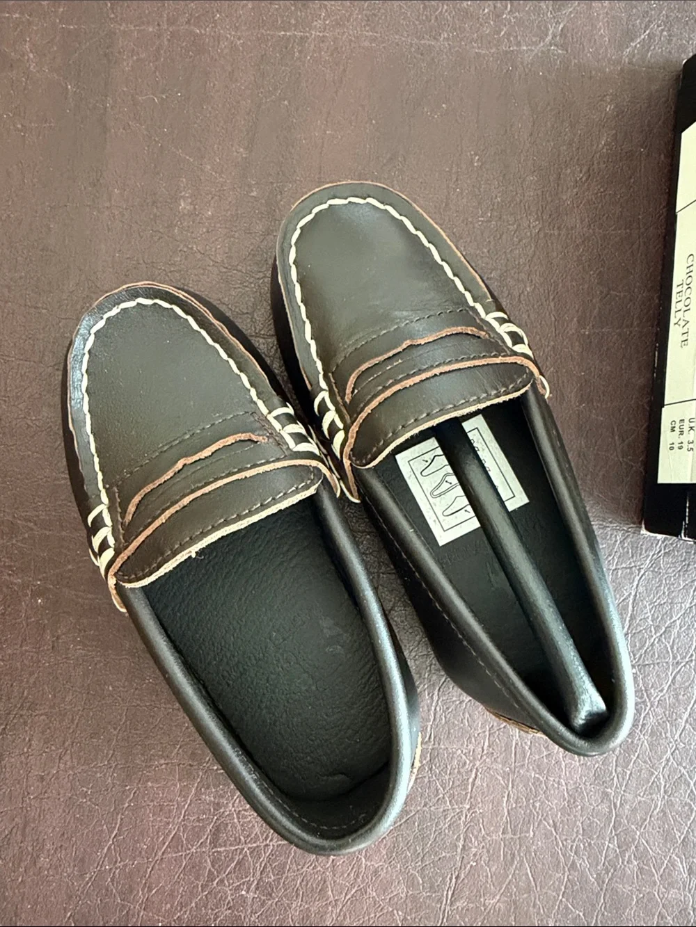 Polo by Ralph Lauren Baby Chocolate Brown Leather Loafers NIB
